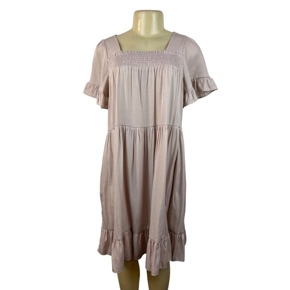 Calista Women's Dusty Pink Babydoll Short Sleeve Dress Sz S - Picture 1 of 7
